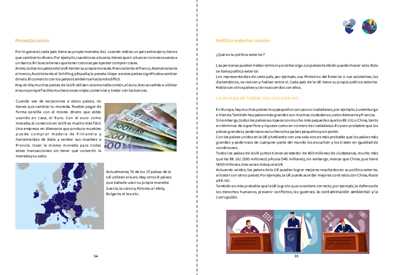 Libro facil (extra edition), Pages 34-35, Moneda comun.